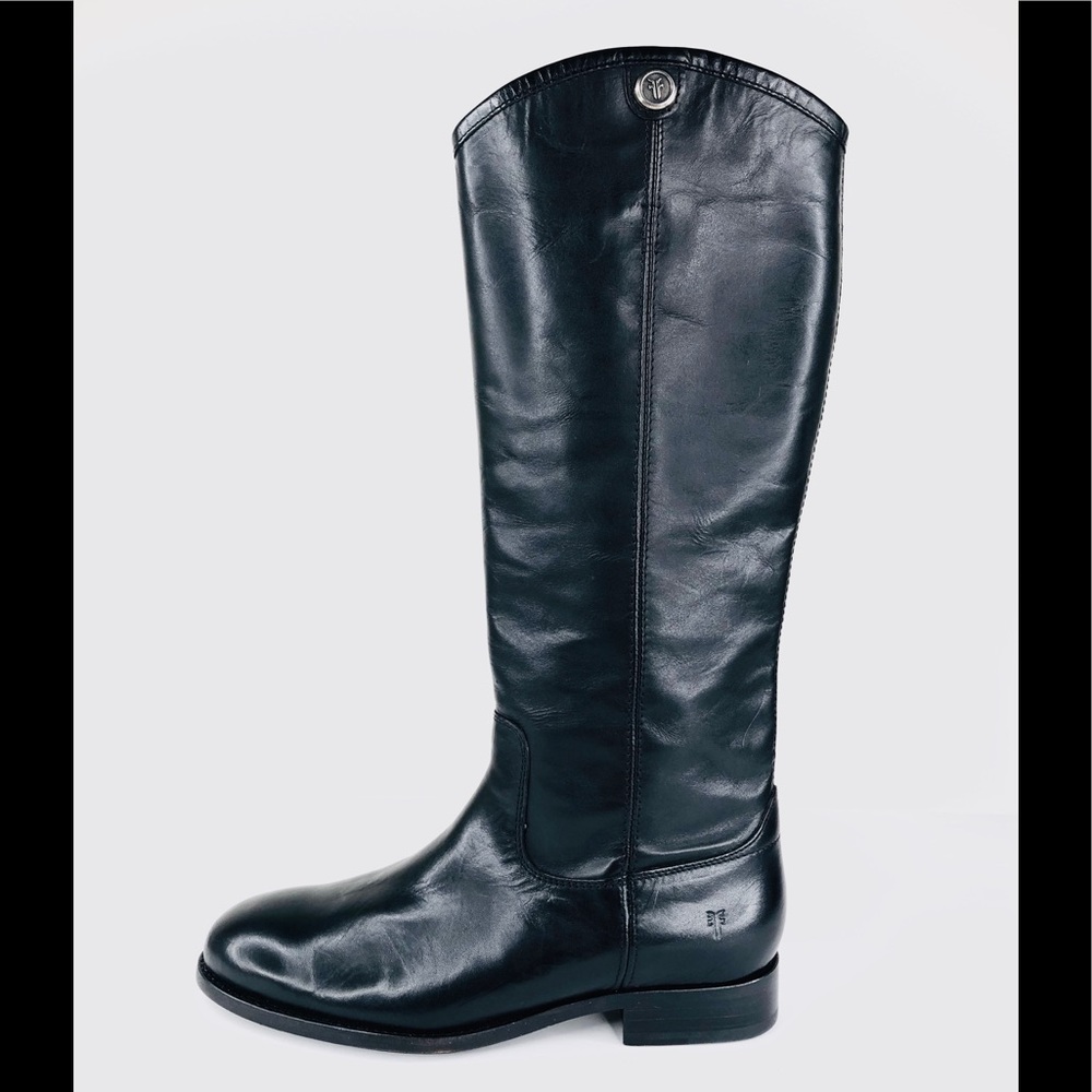Frye Melissa Button 2 Black Leather Riding Boots